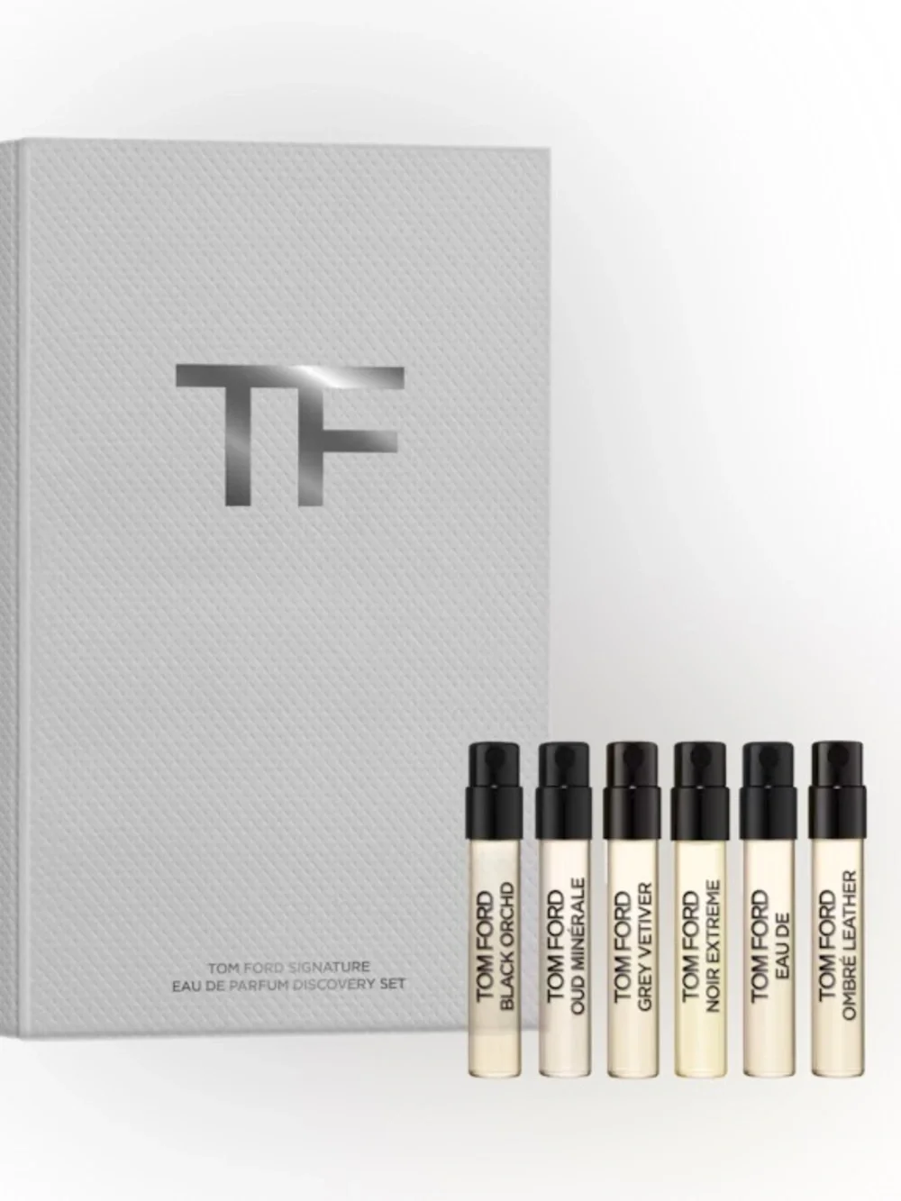 6pc Tom Ford Signature Discovery Set Black Orchid Ombre Leather Grey Vetiver NIB